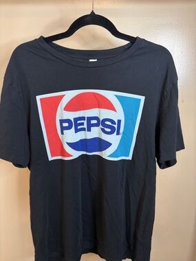 Pepsi Black Short Sleeve Tee with Red & Blue Logo